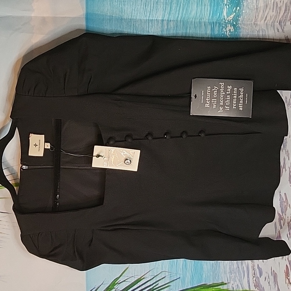 Tuckernuck Black Calla Puff Sleeve Top Medium - Picture 3 of 7